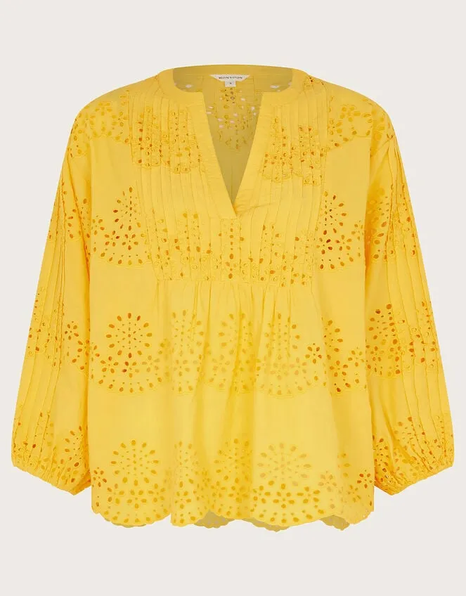 Women Serena Broderie Top Yellow Monsoon Casualwear