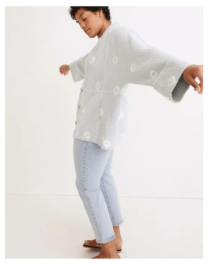 Women Shibori Lightspun Seamed Robe Jacket Glasswear Blue Madewell Jackets Women Shibori Lightspun Seamed Robe Jacket Glasswear Blue Madewell Jackets