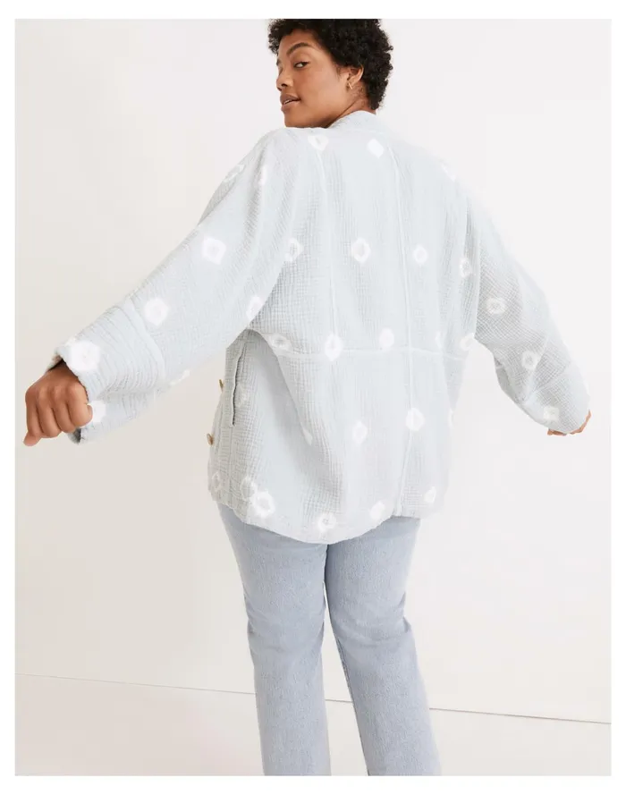 Women Shibori Lightspun Seamed Robe Jacket Glasswear Blue Madewell Jackets Women Shibori Lightspun Seamed Robe Jacket Glasswear Blue Madewell Jackets