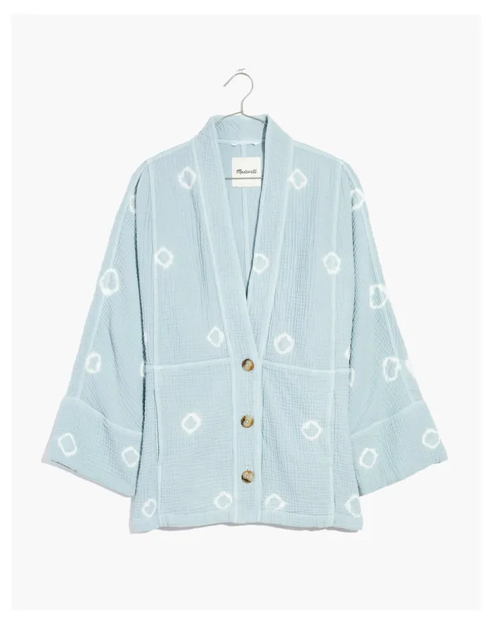 Women Shibori Lightspun Seamed Robe Jacket Glasswear Blue Madewell Jackets Women Shibori Lightspun Seamed Robe Jacket Glasswear Blue Madewell Jackets