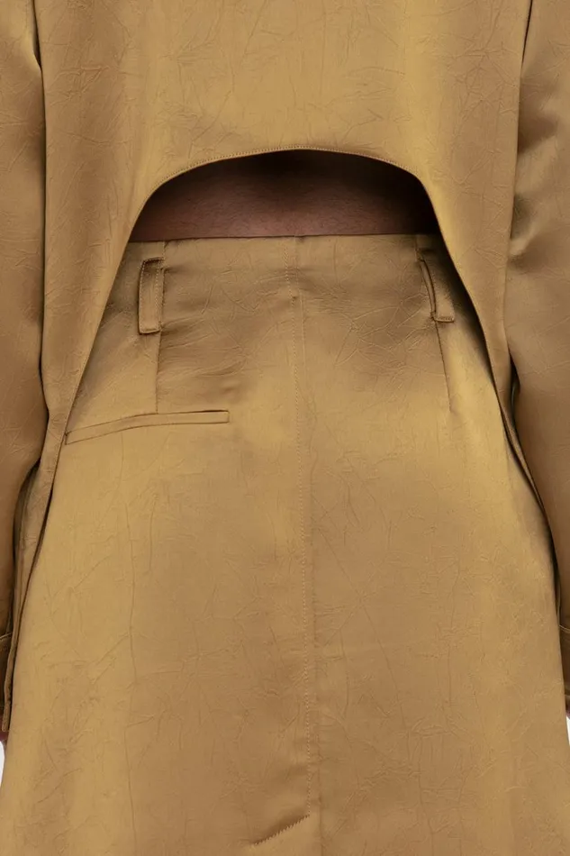 Women Shirts and Tops Victoria Beckham Backless Patch Pocket Shirt In Tawny Brown