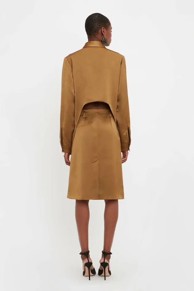 Women Shirts and Tops Victoria Beckham Backless Patch Pocket Shirt In Tawny Brown