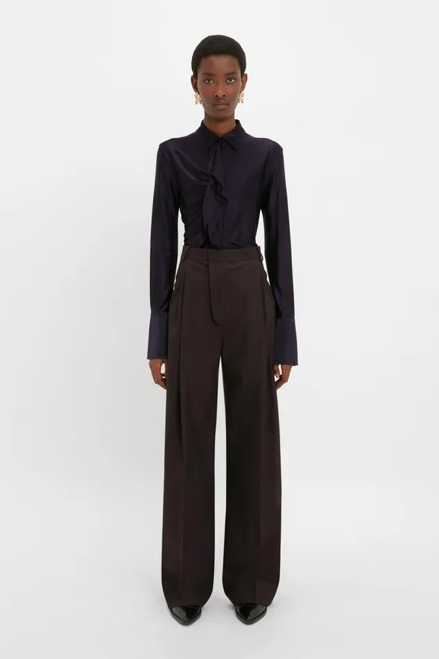 Women Shirts and Tops Victoria Beckham Ruffle Detail Shirt In Blackberry