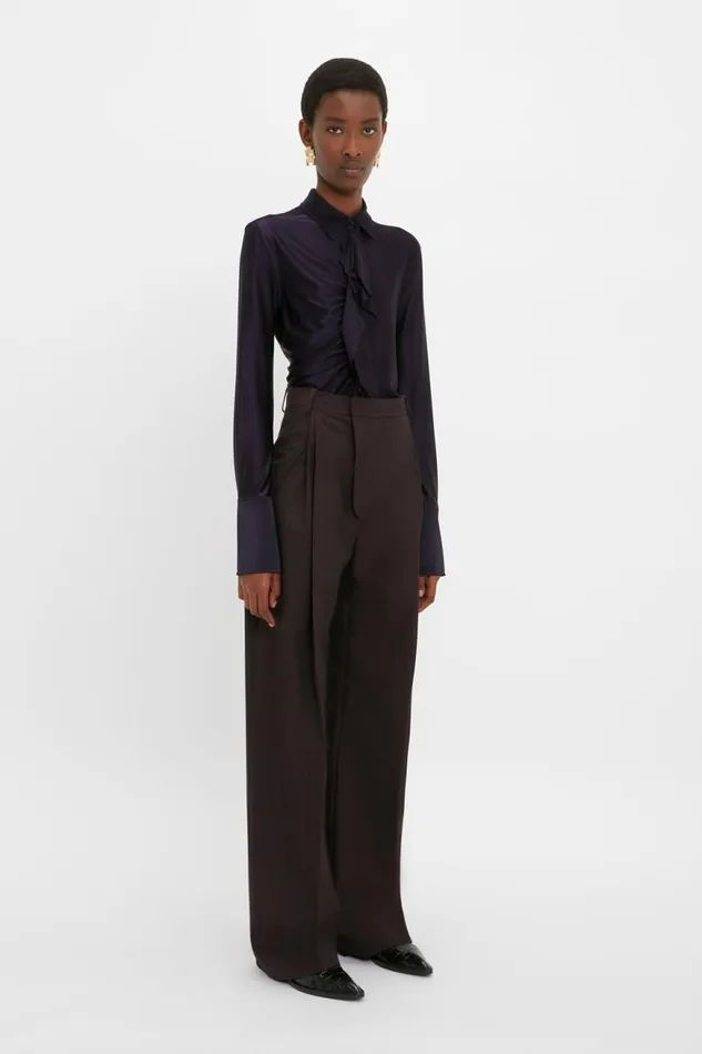 Women Shirts and Tops Victoria Beckham Ruffle Detail Shirt In Blackberry