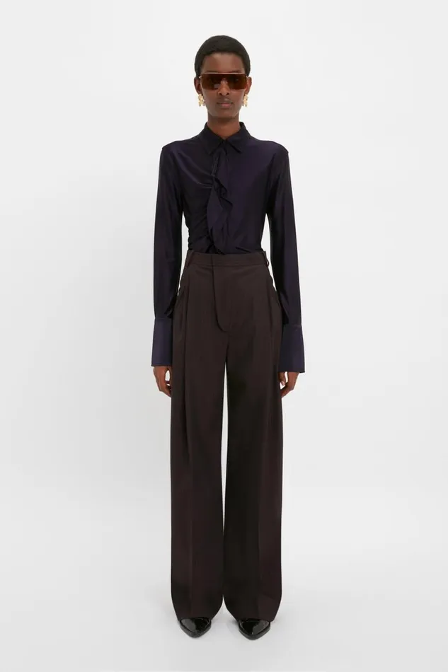 Women Shirts and Tops Victoria Beckham Ruffle Detail Shirt In Blackberry
