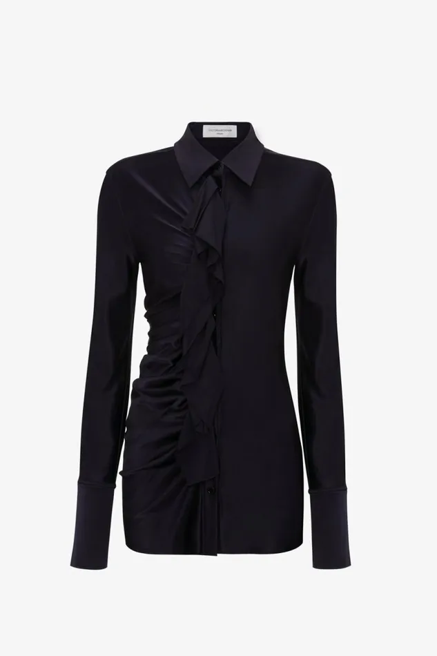 Women Shirts and Tops Victoria Beckham Ruffle Detail Shirt In Blackberry