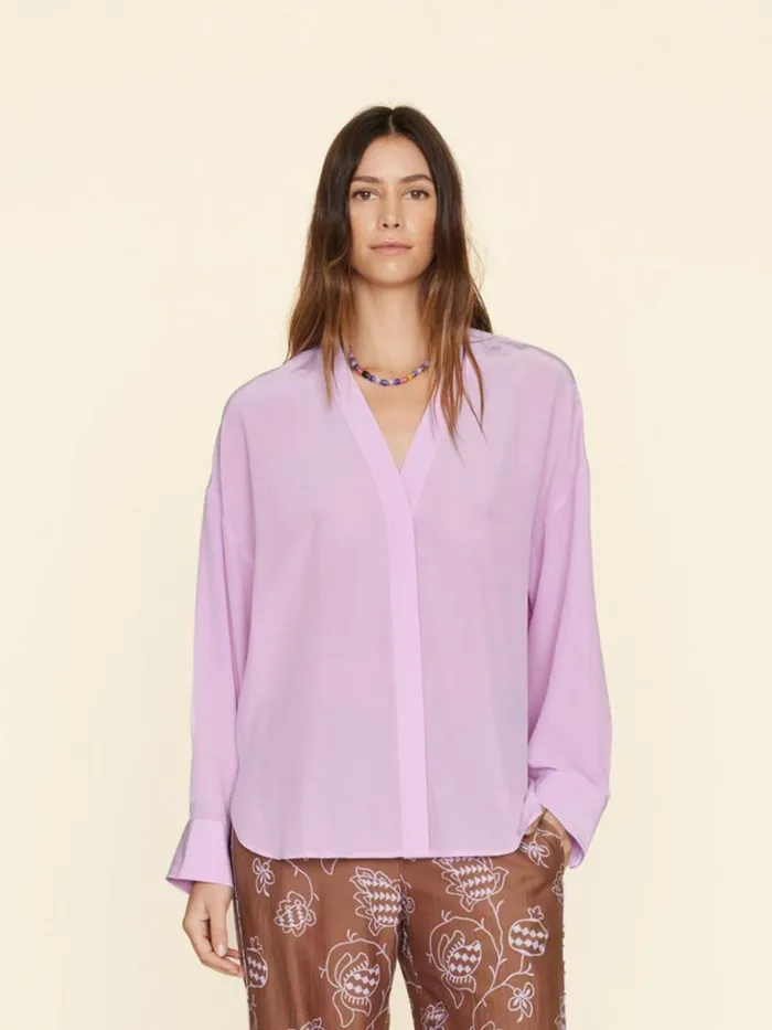 Women Shirts Xirena Orchid Bloom Frances Silk Shirt