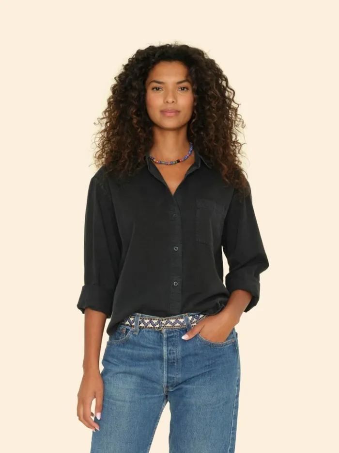 Women Shirts Xirena Washed Black Asher Twill Shirt