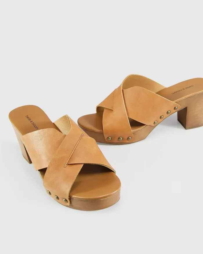 Women Shoes Belle and Bloom Midtown Clog Mule 8211 Tan