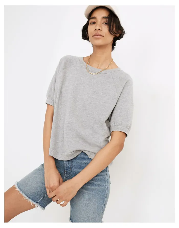 Women Short Sleeve Sweatshirt Hthr Seal Madewell Sweatshirts and Sweatpants