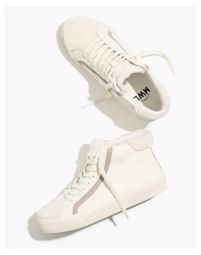 Women Sidewalk High Top Sneakers In Leather Ashen Silver Multi Madewell Sneakers