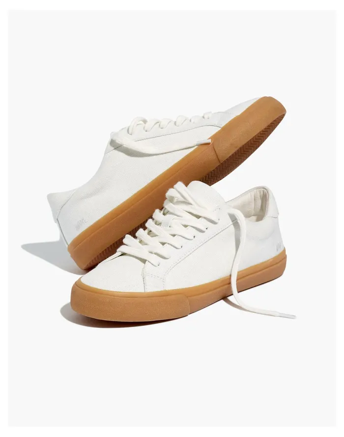 Women Sidewalk Low Top Sneakers In Monochrome Canvas Pale Parchment Madewell Sneakers
