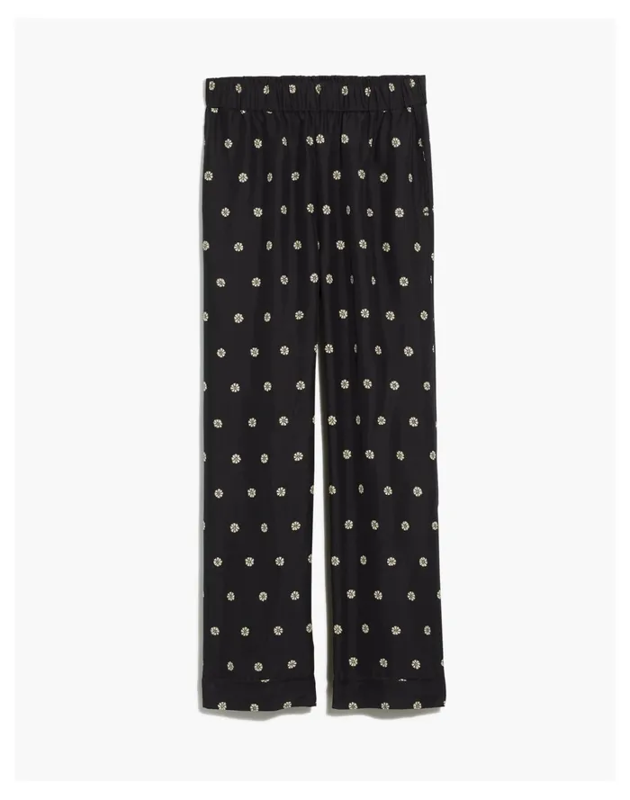 Women Silk Pull On High Rise Straight Pants In Bloom Dot True Black Madewell Pajamas Women Silk Pull On High Rise Straight Pants In Bloom Dot True Black Madewell Pajamas