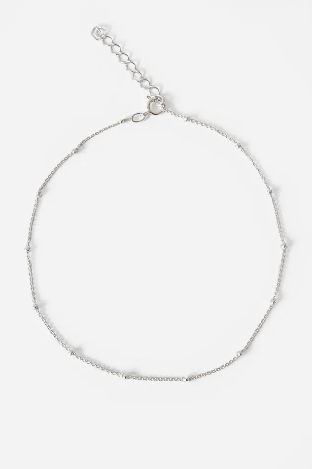 Women Silver Sterling Silver Fine Beaded Chain Anklet Roman Jewellery