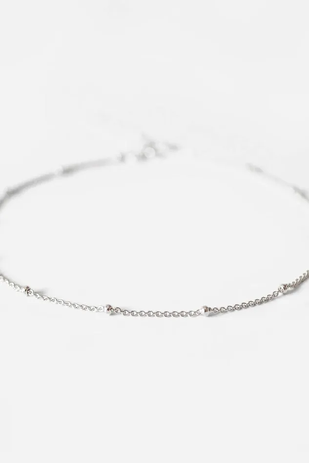 Women Silver Sterling Silver Fine Beaded Chain Anklet Roman Jewellery