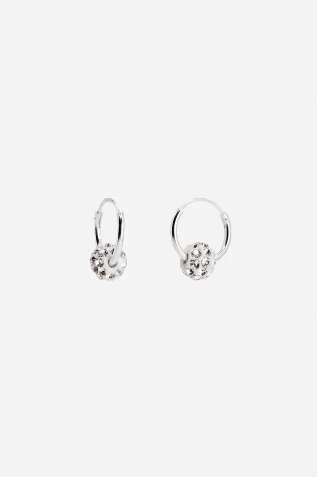 Women Silver Sterling Silver Hoop Sphere Earrings Roman Jewellery