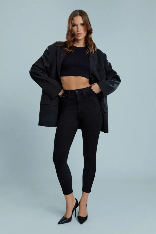 Women Skinny Jeans Bardot Khloe Hi Crop Jeans In Black Black Women Skinny Jeans Bardot Khloe Hi Crop Jeans In Black Black