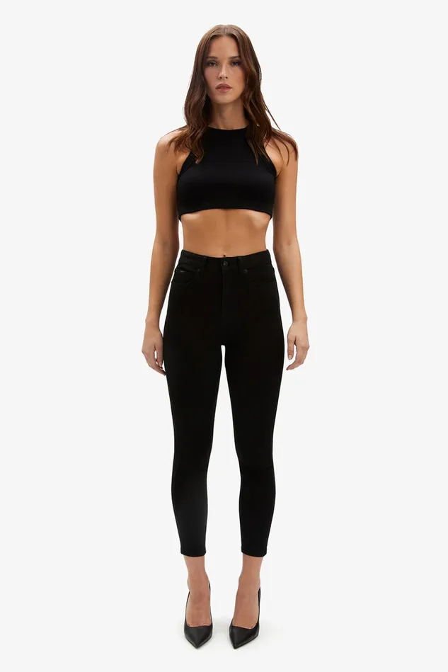 Women Skinny Jeans Bardot Khloe Hi Crop Jeans In Black Black Women Skinny Jeans Bardot Khloe Hi Crop Jeans In Black Black