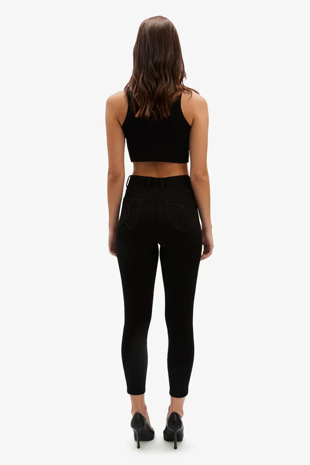 Women Skinny Jeans Bardot Khloe Hi Crop Jeans In Black Black Women Skinny Jeans Bardot Khloe Hi Crop Jeans In Black Black