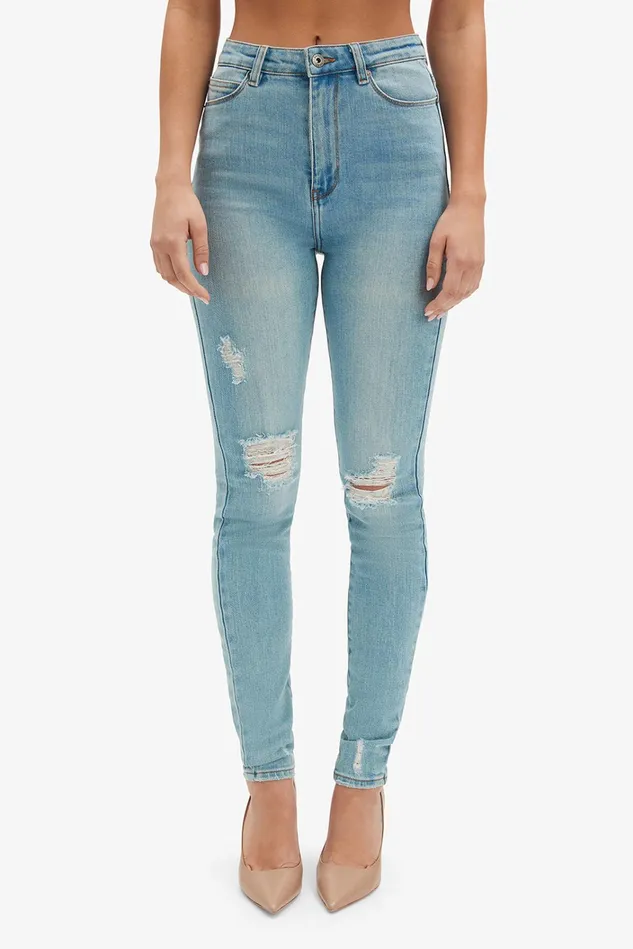 Women Skinny Jeans Bardot Khloe Super High Tall Jeans In Mid Blue Mid Blue