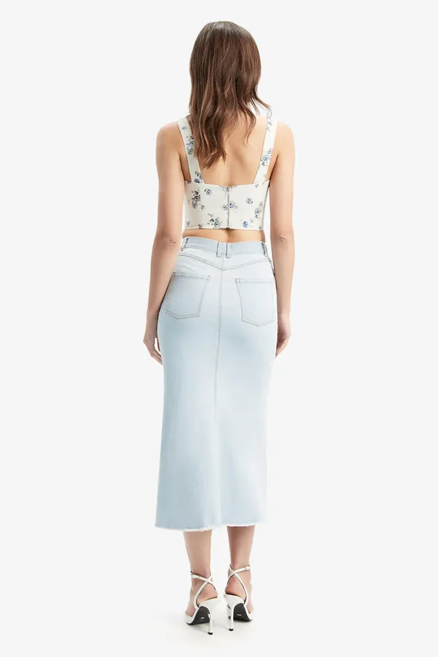 Women Skirts Bardot Lui Mid Rise Denim Maxi Skirt In Light Denim Light Denim Women Skirts Bardot Lui Mid Rise Denim Maxi Skirt In Light Denim Light Denim
