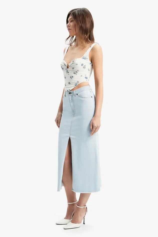 Women Skirts Bardot Lui Mid Rise Denim Maxi Skirt In Light Denim Light Denim Women Skirts Bardot Lui Mid Rise Denim Maxi Skirt In Light Denim Light Denim