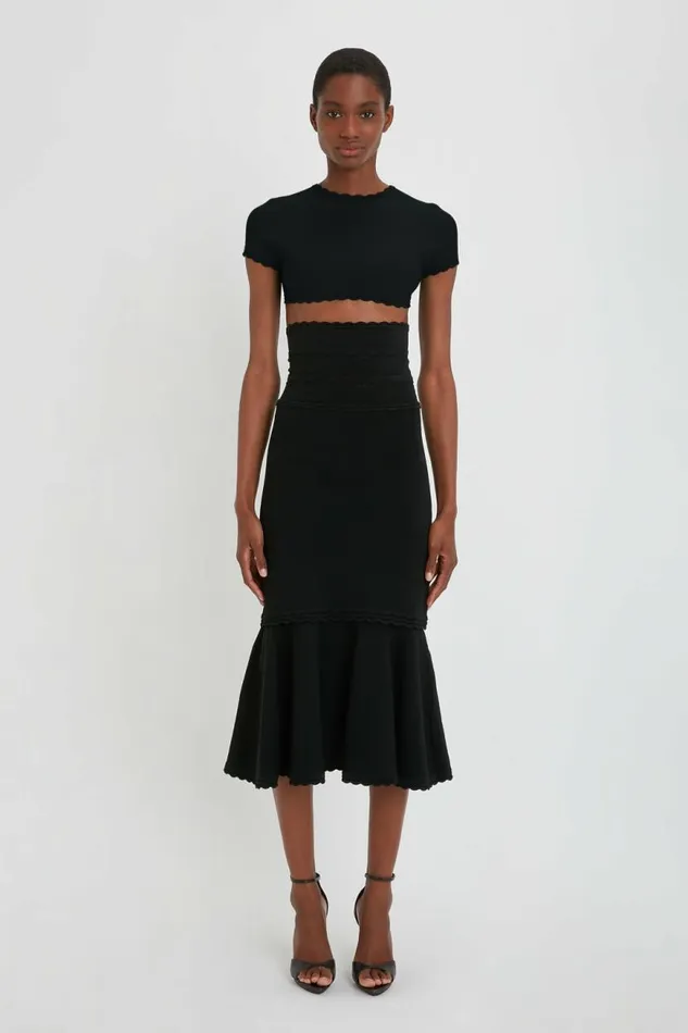 Women Skirts Victoria Beckham Flared Stretch Knit Skirt In Black