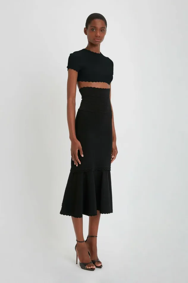 Women Skirts Victoria Beckham Flared Stretch Knit Skirt In Black