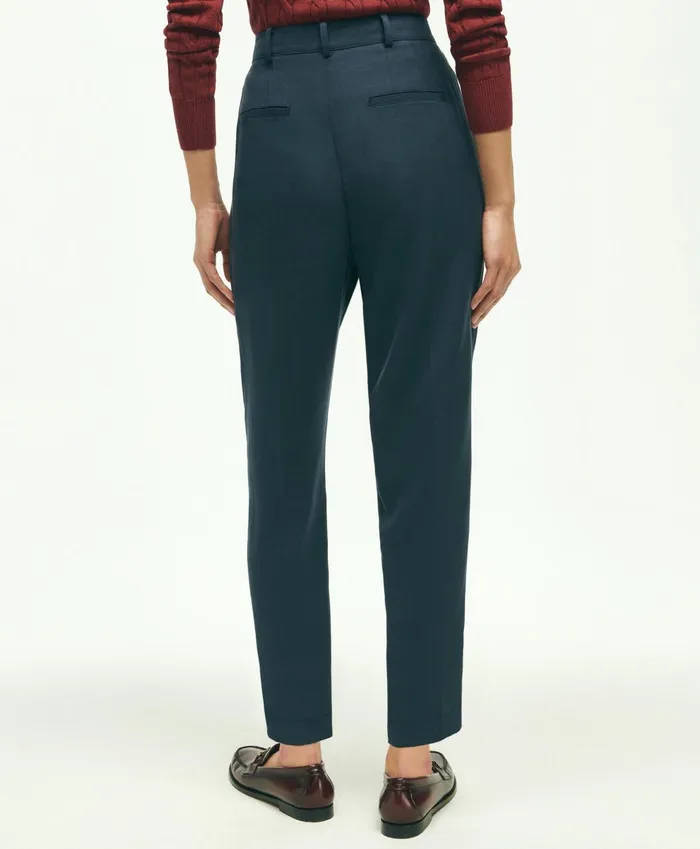 Women Slim PleatFront Cropped Pants Navy Brooks Brothers Pants and Skirts