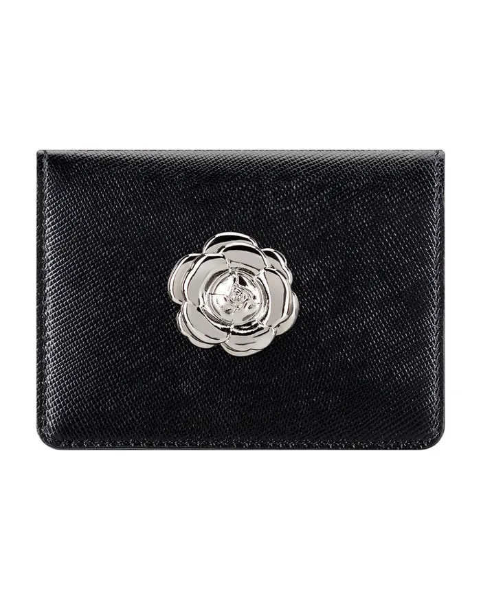 Women Small Leather Goods Oscar De La Renta Black Card Case Black