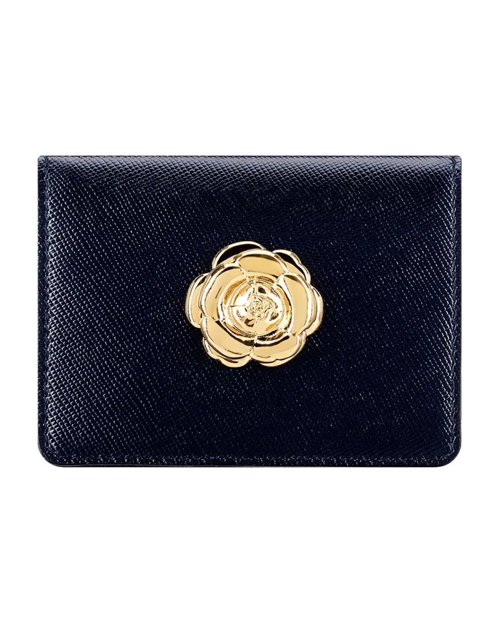 Women Small Leather Goods Oscar De La Renta Navy Card Case Navy