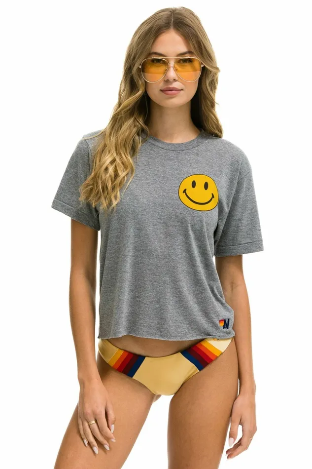 Women SMILEY 2 BOYFRIEND TEE 8211 HEATHER Aviator Nation UnisexTees