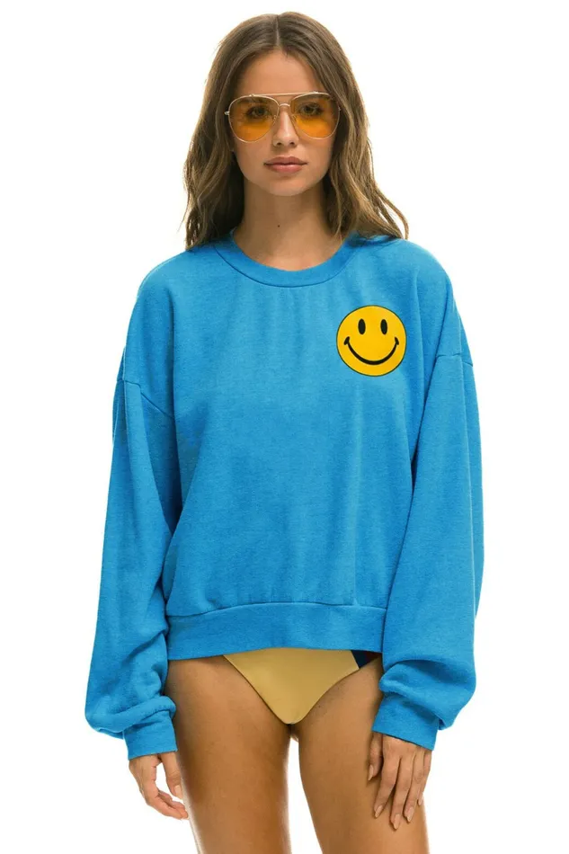 Women SMILEY 2 RELAXED SWEATSHIRT 8211 OCEAN Aviator Nation UnisexCrewSweatshirt
