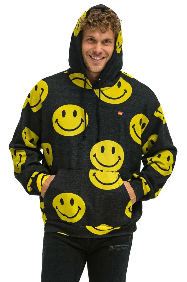 Women SMILEY REPEAT RELAXED PULLOVER HOODIE 8211 BLACK Aviator Nation Hoodies Women SMILEY REPEAT RELAXED PULLOVER HOODIE 8211 BLACK Aviator Nation Hoodies
