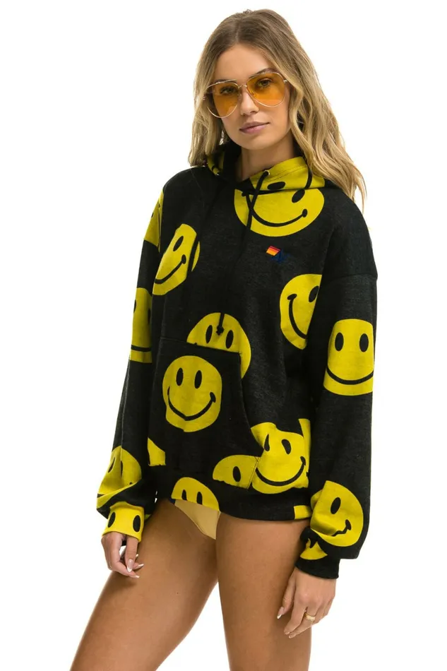 Women SMILEY REPEAT RELAXED PULLOVER HOODIE 8211 BLACK Aviator Nation Hoodies Women SMILEY REPEAT RELAXED PULLOVER HOODIE 8211 BLACK Aviator Nation Hoodies