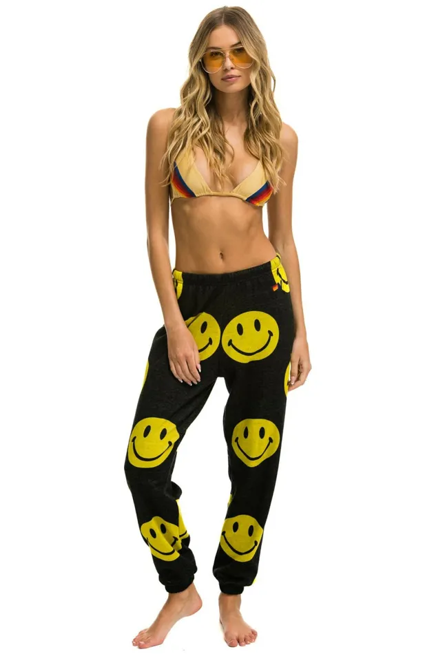 Women SMILEY REPEAT SWEATPANTS 8211 BLACK Aviator Nation Sweatpants