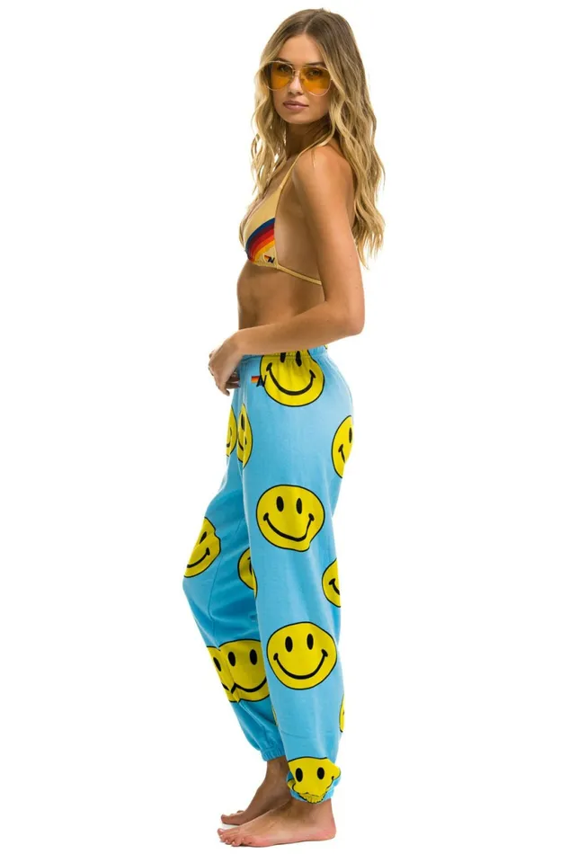 Women SMILEY REPEAT SWEATPANTS 8211 SKY Aviator Nation Sweatpants Women SMILEY REPEAT SWEATPANTS 8211 SKY Aviator Nation Sweatpants