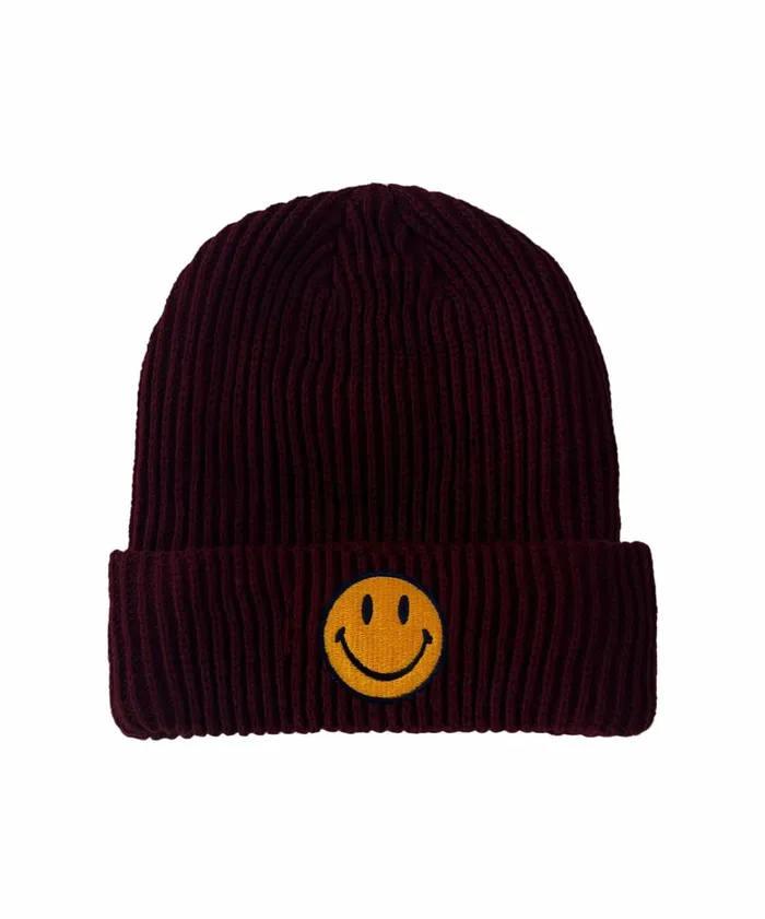Women SMILEY RIB BEANIE 8211 BURGANDY Aviator Nation Beanies