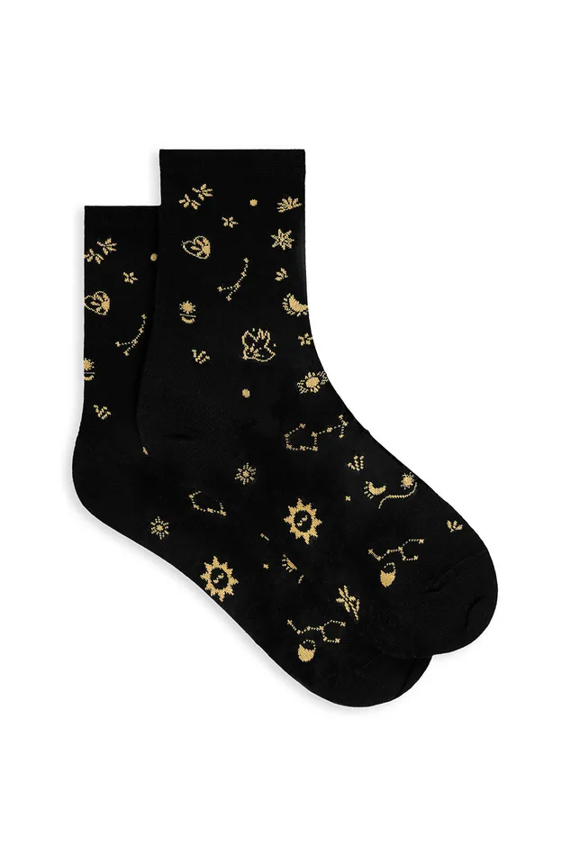 Women Socks Waluna Noir Chaussettes Coton Noires Des Petits Hauts Shoes and Socks
