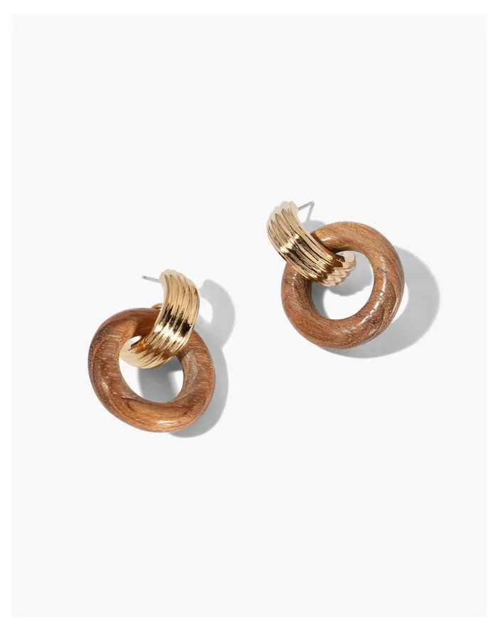 Women SOKO Shujaa Wood Link Hoop Gold Madewell Earrings