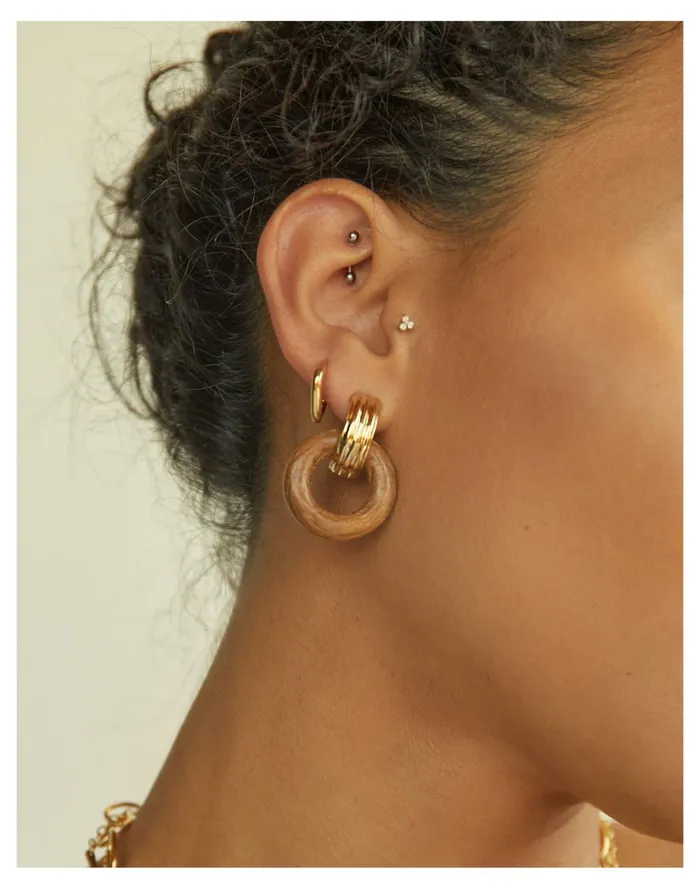 Women SOKO Shujaa Wood Link Hoop Gold Madewell Earrings Women SOKO Shujaa Wood Link Hoop Gold Madewell Earrings