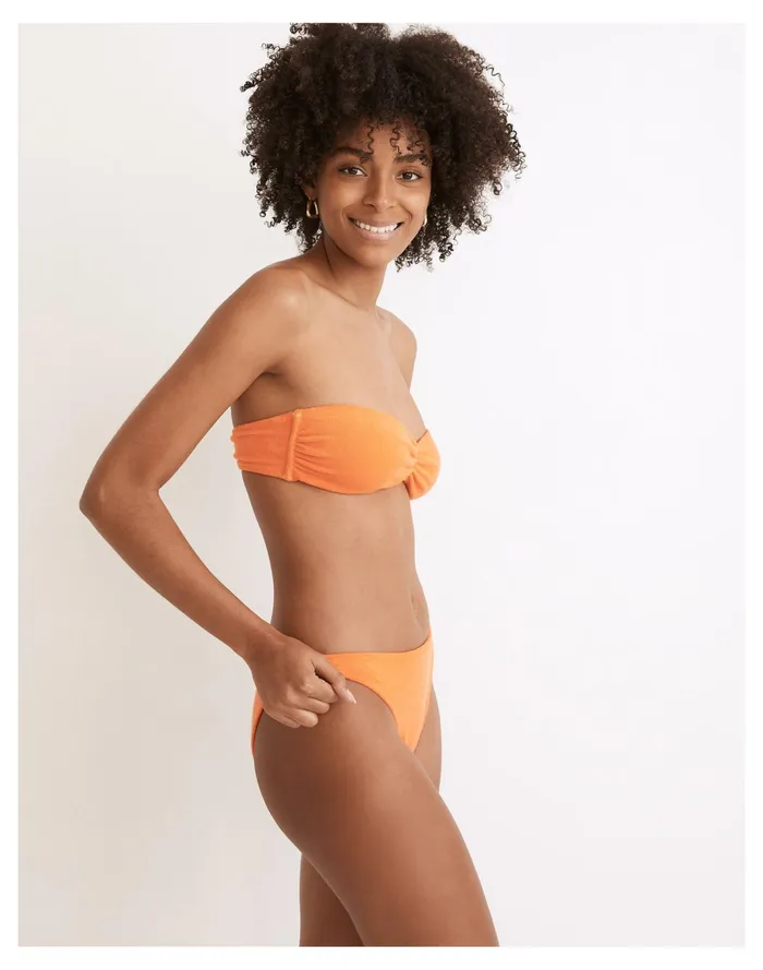 Women Solid and Striped Terry Tati Bandeau Bikini Top Tangerine Madewell Swim Women Solid and Striped Terry Tati Bandeau Bikini Top Tangerine Madewell Swim