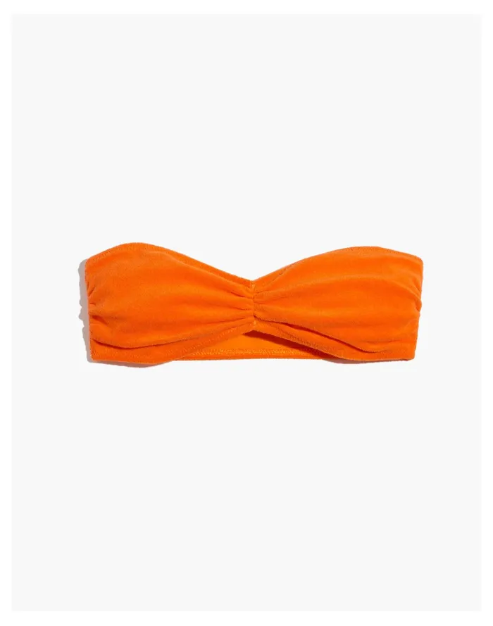 Women Solid and Striped Terry Tati Bandeau Bikini Top Tangerine Madewell Swim Women Solid and Striped Terry Tati Bandeau Bikini Top Tangerine Madewell Swim