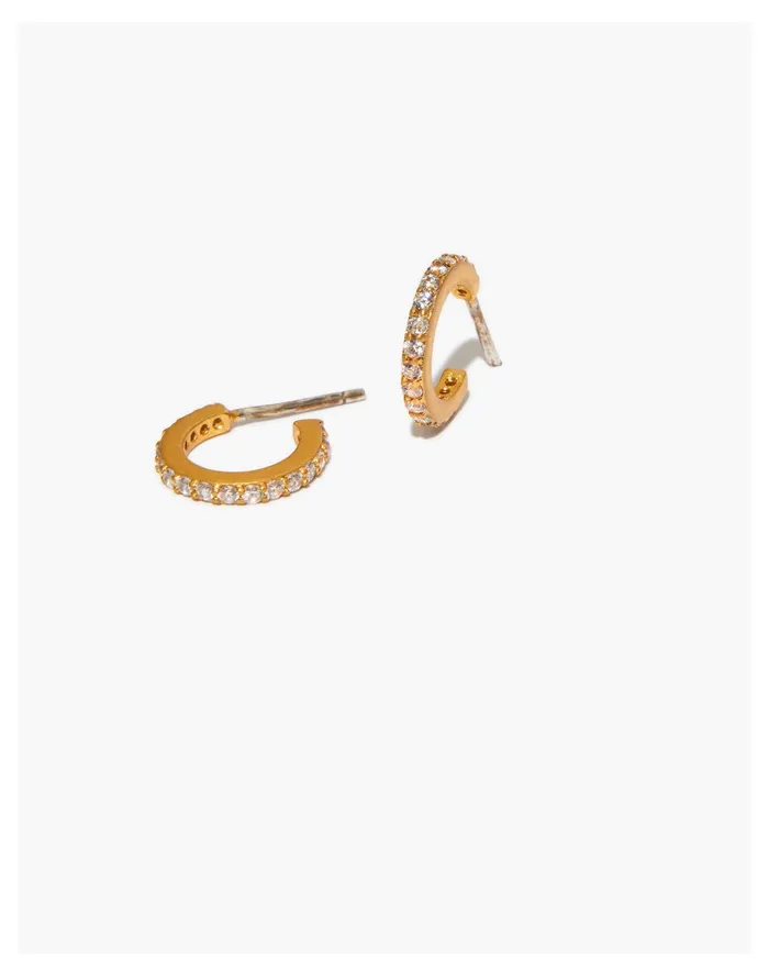 Women Sparkle Pav Huggie Mini Hoop Earrings Crystal Madewell Earrings