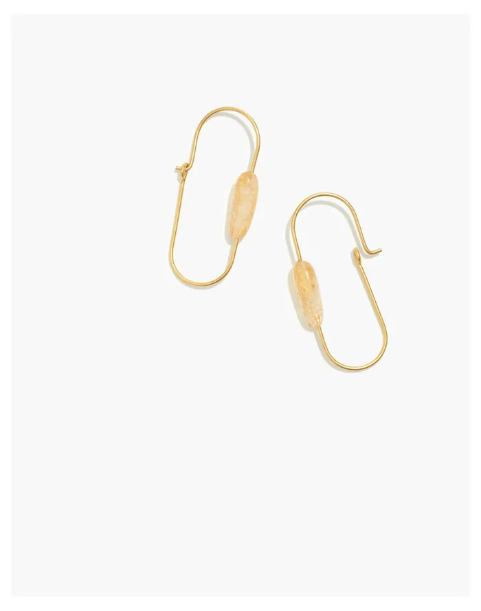Women Stone Collection Citrine Medium Hoop Earrings Citrine Madewell Earrings
