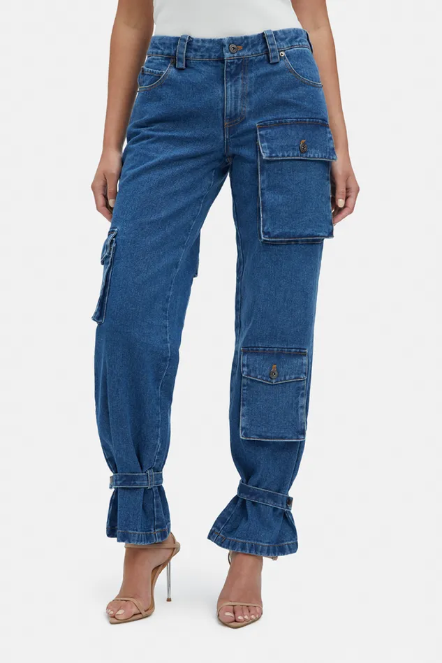 Women Straight Jeans Bardot Denim Cargo Pant In Vintage Vintage