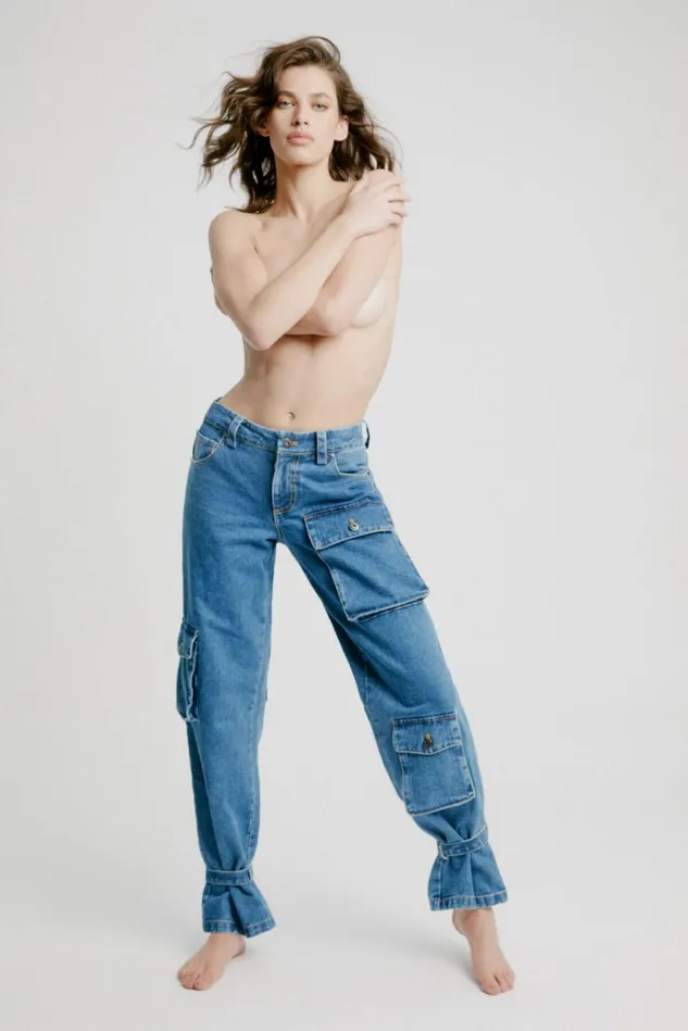 Women Straight Jeans Bardot Denim Cargo Pant In Vintage Vintage Women Straight Jeans Bardot Denim Cargo Pant In Vintage Vintage