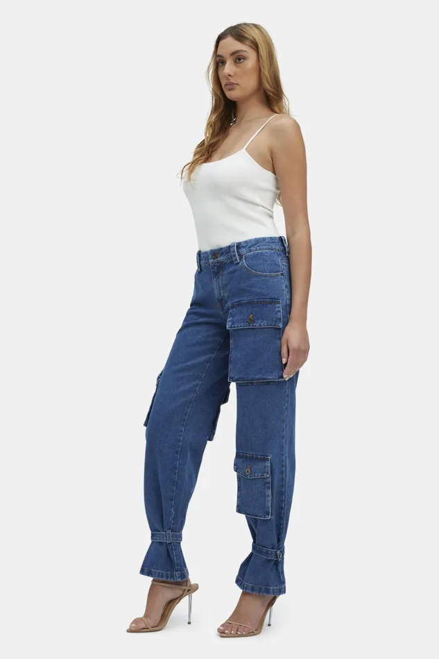 Women Straight Jeans Bardot Denim Cargo Pant In Vintage Vintage Women Straight Jeans Bardot Denim Cargo Pant In Vintage Vintage