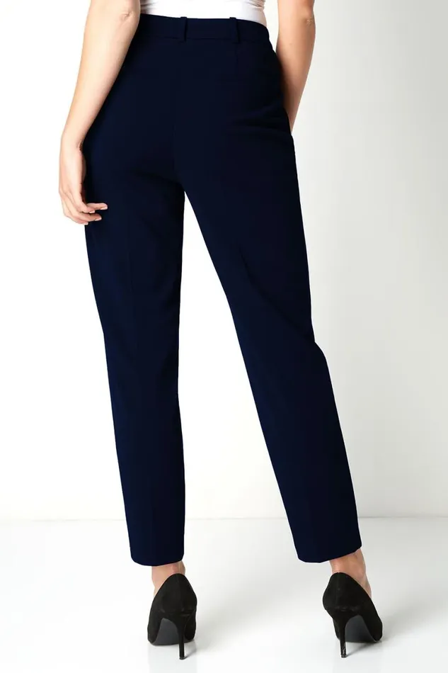 Women Straight Leg Stretch Cropped Trousers Roman Trousers