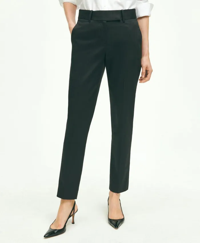 Women Stretch Cotton Advantage Chino Pants Black Brooks Brothers Pants and Skirts
